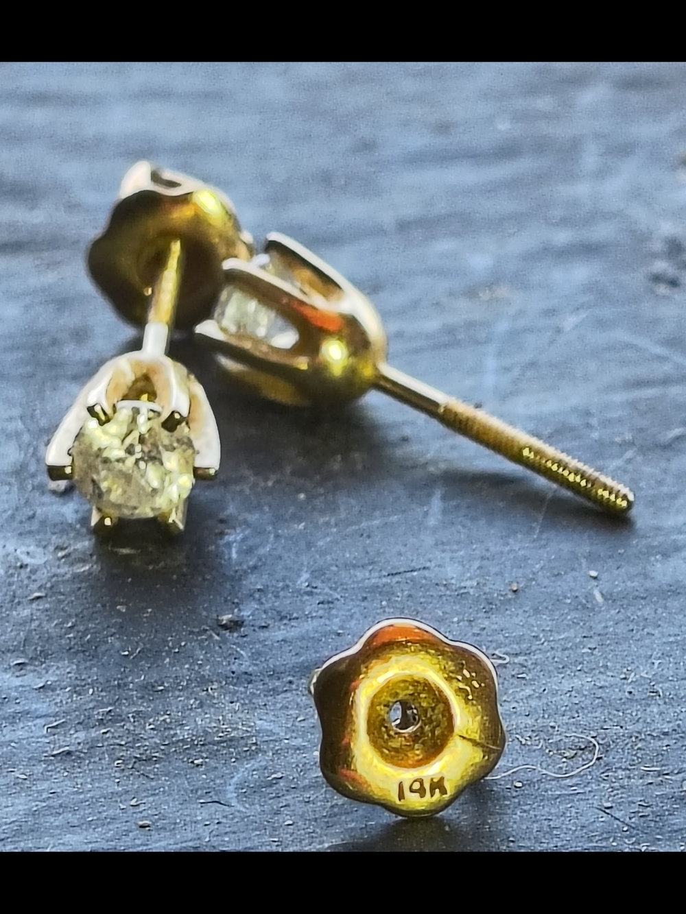 Samuel Aaron 14K Yellow Gold Natural Diamond Stud Earrings ~1.15 CTW Screw-Back